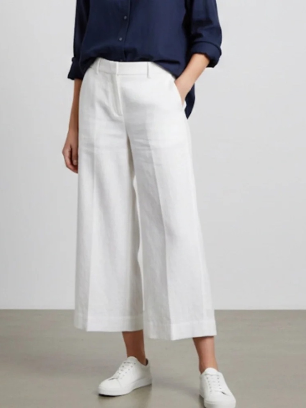 J Crew 100% Linen Gazebo High Waist Wide Leg Crop Pants Size 8